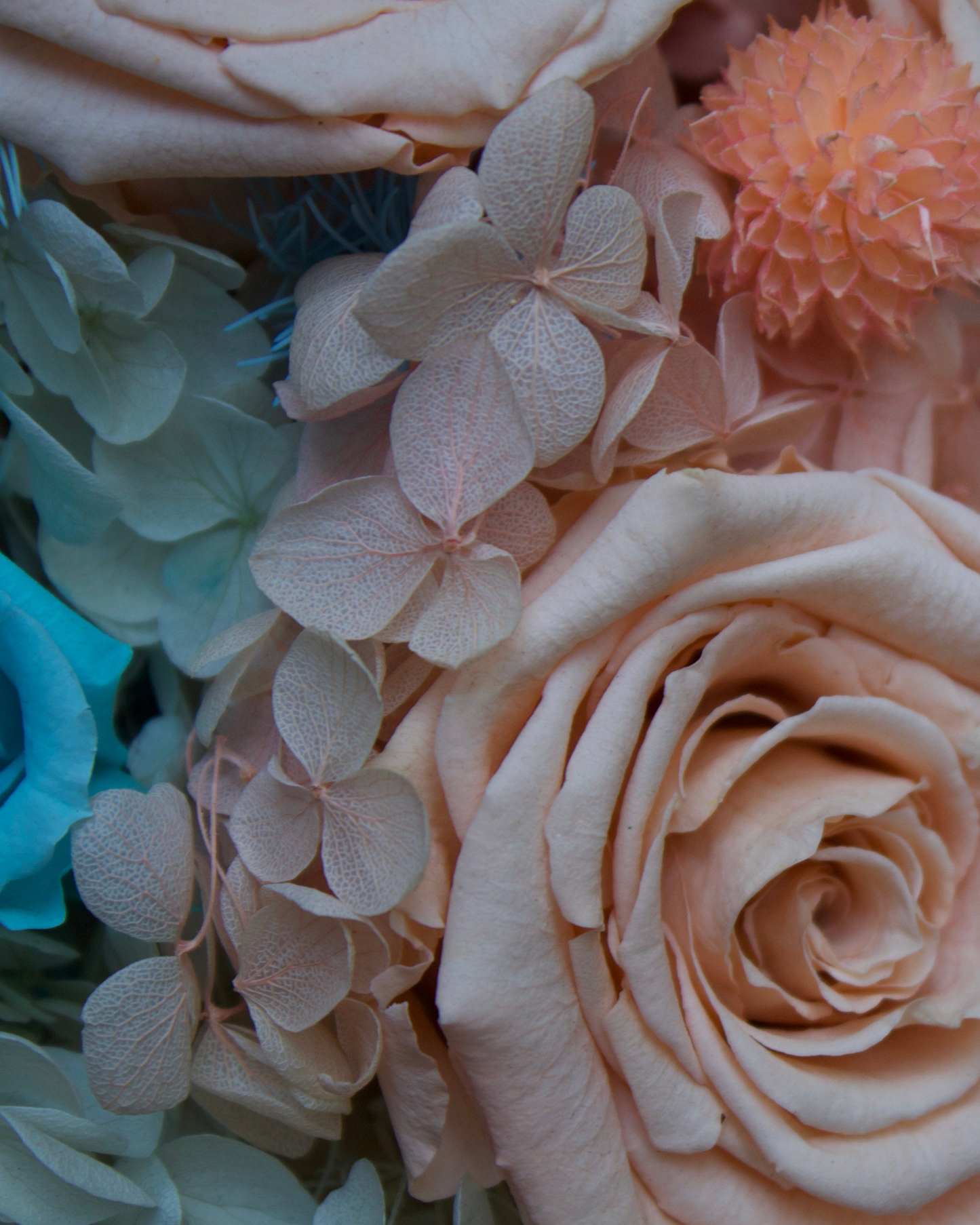 The Aquarella (Petite) by Eos Blooms: pastel pink preserved roses & hydrangeas arrangement.