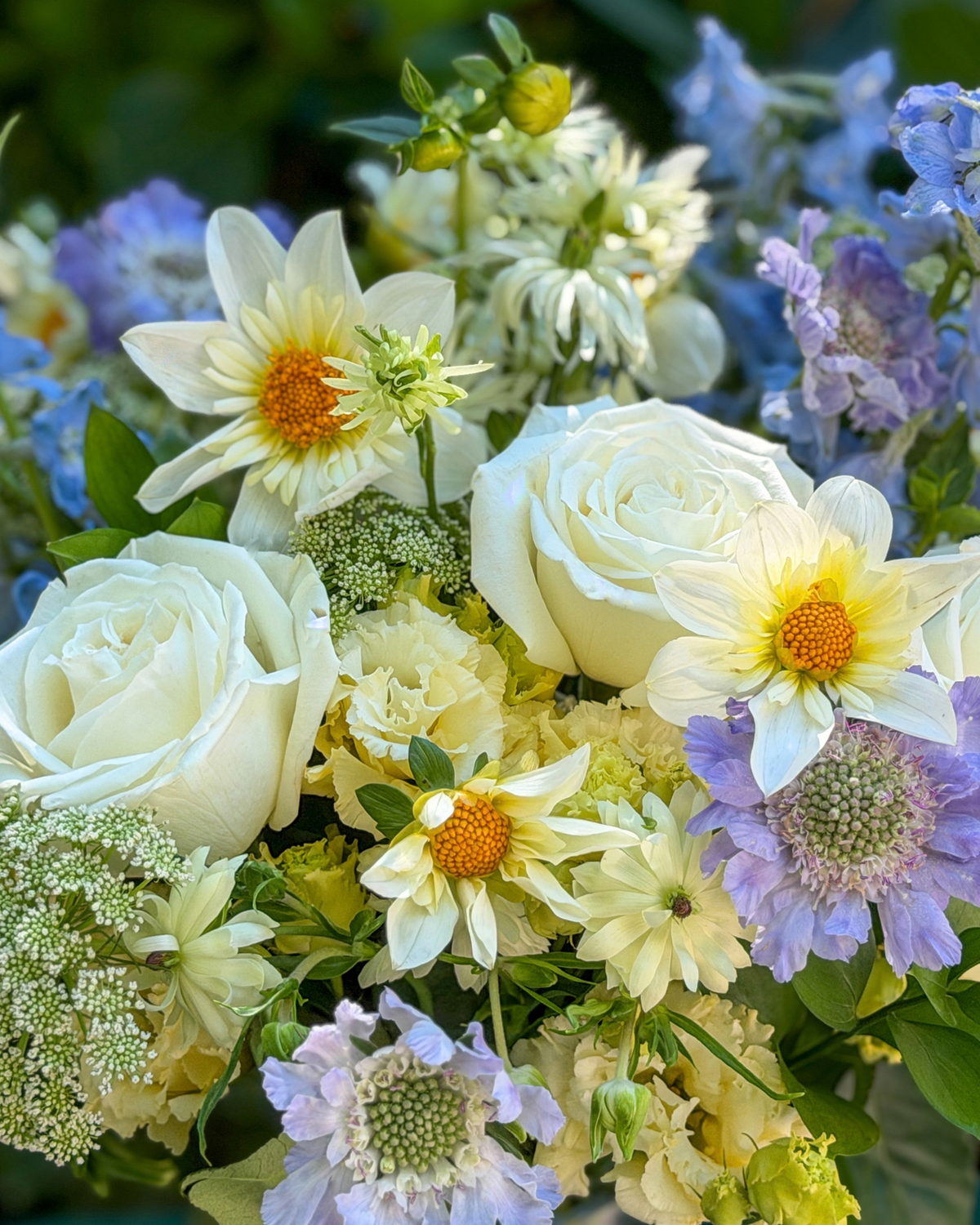 The Libra ♎ by Eos Blooms—a lush bouquet with white roses and pastels, perfect for Libras.