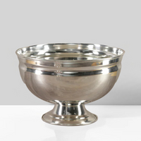 Eos Blooms Silver Pedestal (Medium): a shiny, silver-plated bowl for your table centrepiece.
