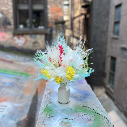 The Kalea by Eos Blooms: a vibrant preserved flower bouquet in vase for stylish urban homes.